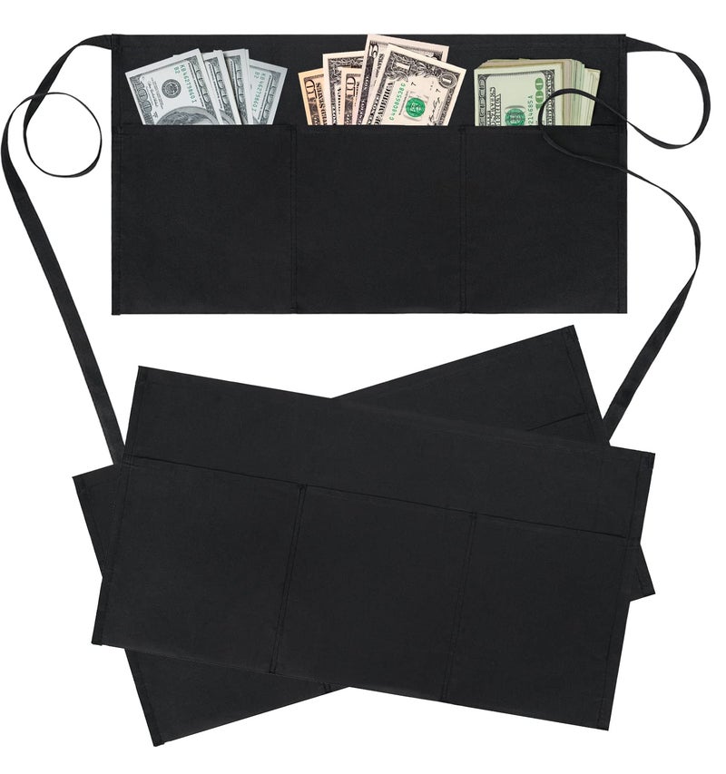 BOHARERS 3 Pack Server Aprons With 3 Pockets, Oil & Waterproof Waitress Waiter Short Half Waist Apron - Image 1